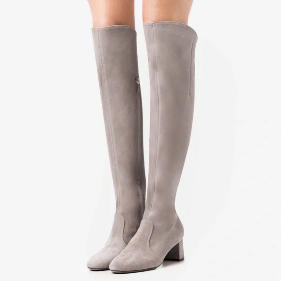 L’Autre Chose Grey Suede Over the Knee High Boots - Picture 3 of 5